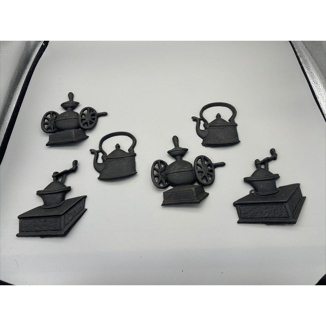 Vintage Set of 6 Black Cast Iron Kitchen Wall Hanging Decor Etsy