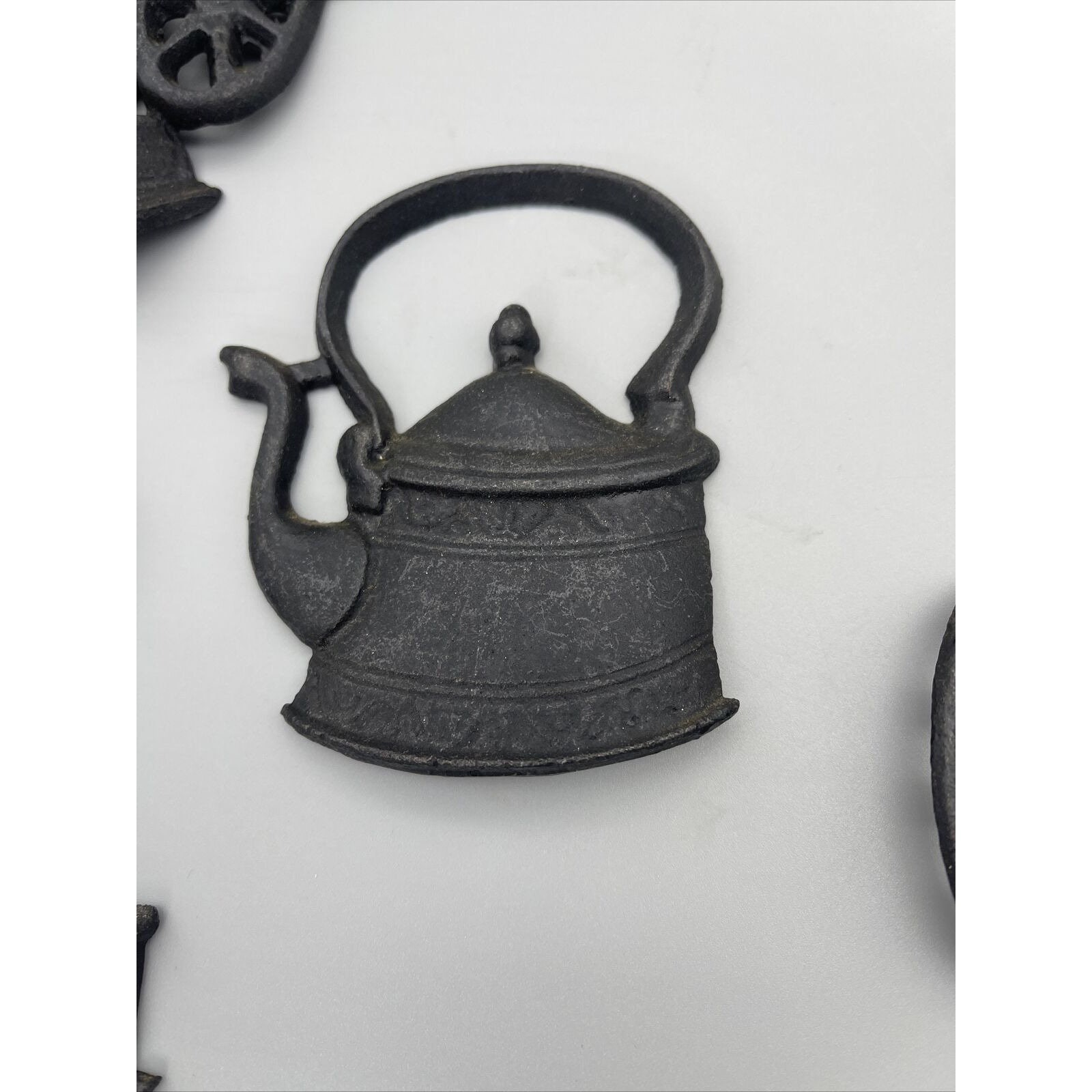 Vintage Set of 6 Black Cast Iron Kitchen Wall Hanging Decor Etsy