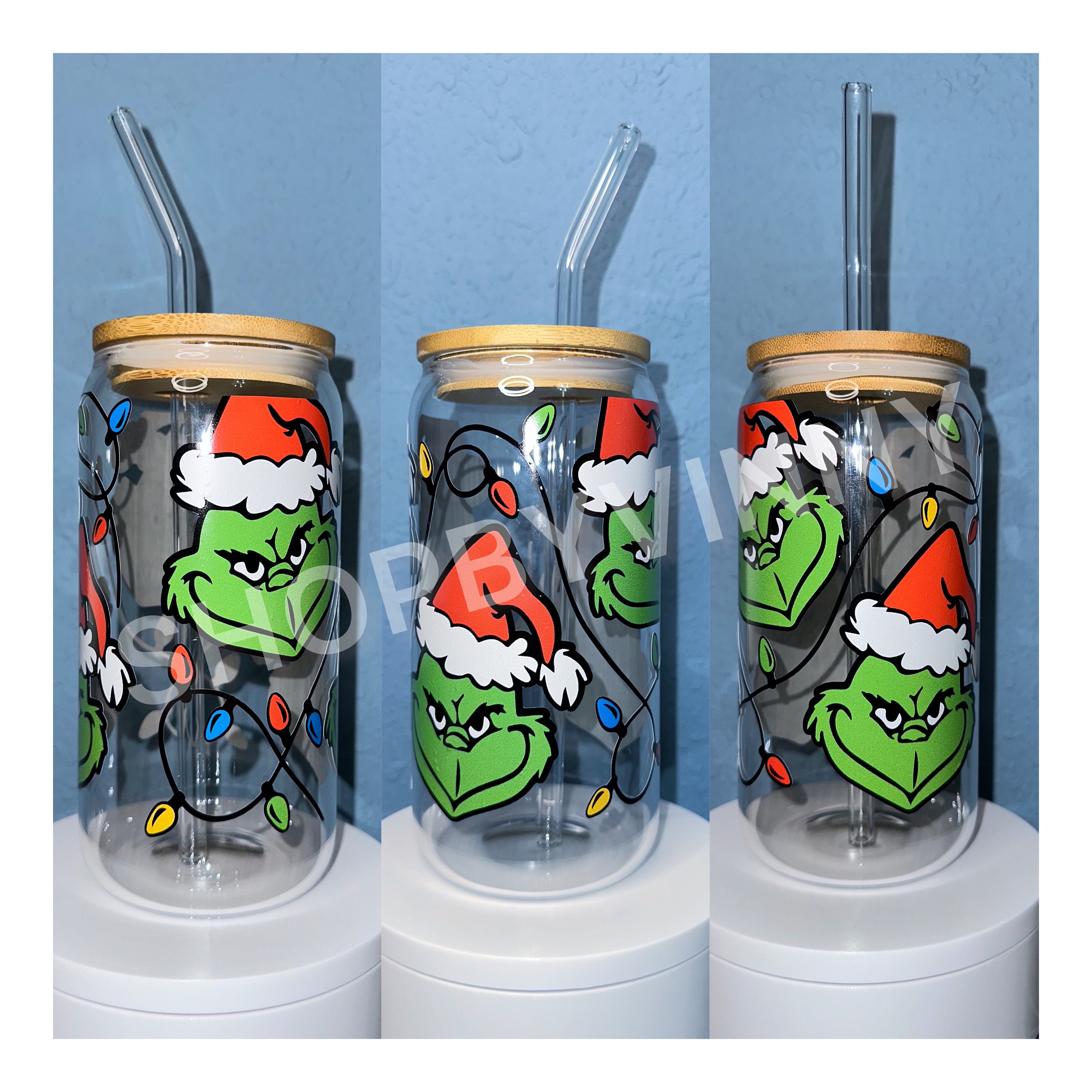 Christmas Grinch 16oz Libbey glass cup Tumbler – Hippo Boutique