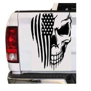 USA Skull Flag Distressed Decal Sticker Vinyl Graphic American Car
