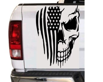 Skull Flag Hood Decal – Large 20x26 Inches, American USA Vinyl, Glossy/Matte/Metallic, Oracal