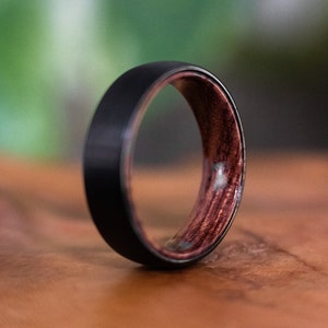 Rosewood Tungsten 6mm Ring with Brushed Finish, Mens Ring, Mens Wedding Band