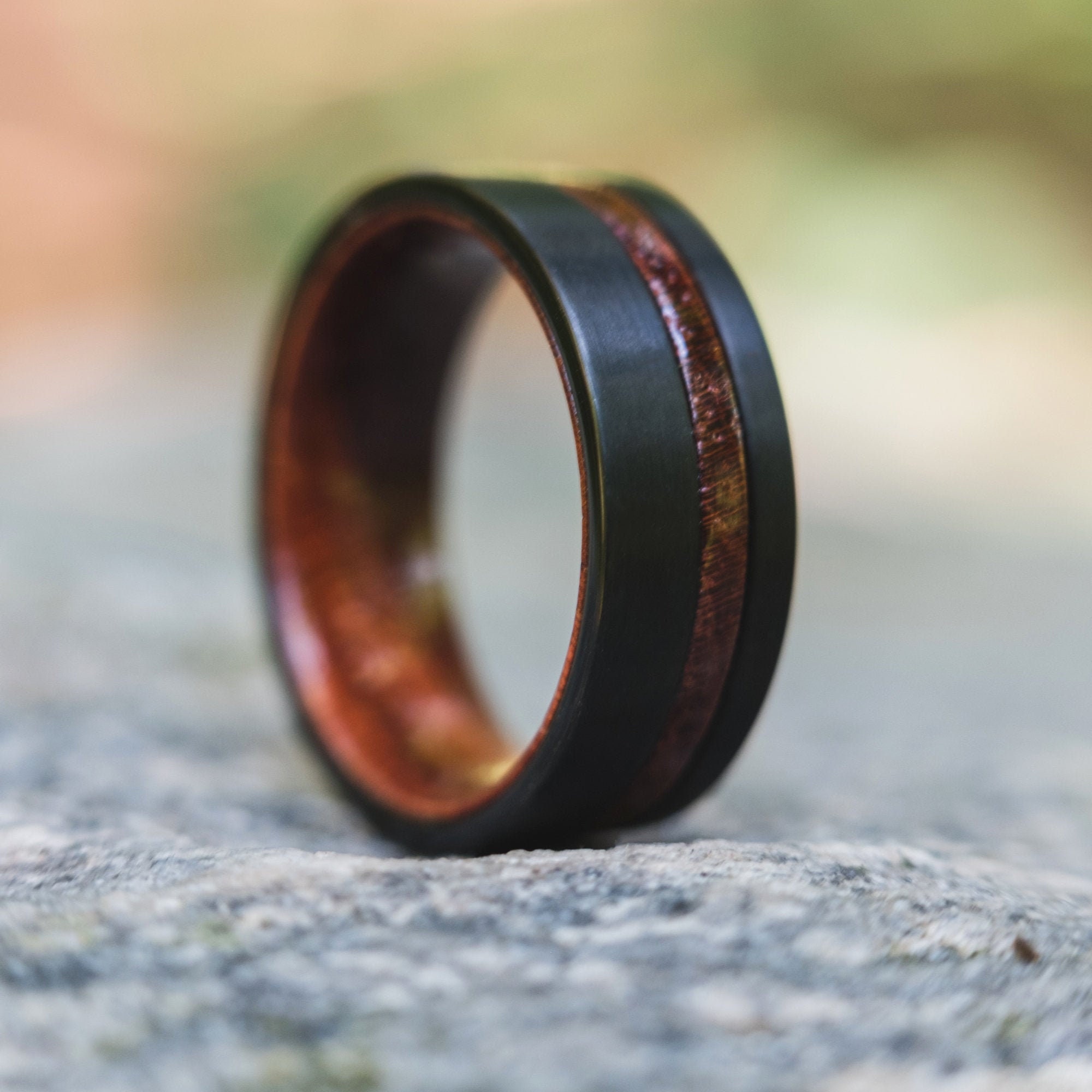 Tungsten and Wood Wedding Band Rose Wood Wedding Ring Unique - Etsy Canada