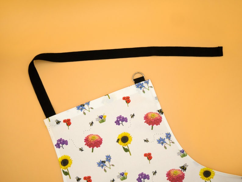 Kitchen Apron in original Bee Garden design image 7