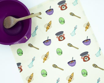 Tea Towel- Baking Buddies 100% Cotton Kitchen Towel/ Kitchen Cloth