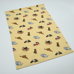 Tea towels in Sew Like Sarah original Cat design available in Blue and Yellow image 5