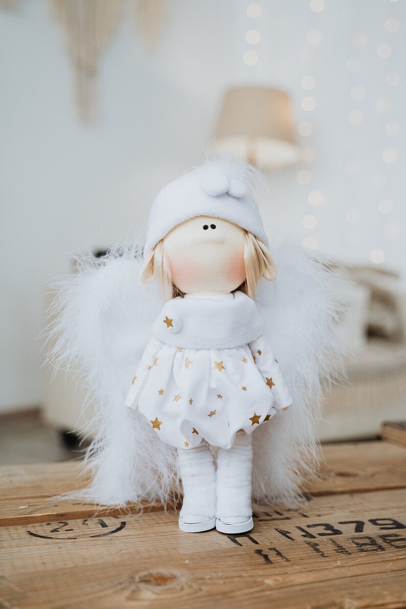how to sew a doll with angel wings on your own.Sewing TEMPLATE PDF Video tutorial Angel Rag doll! Master class