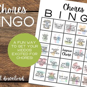 Chores Bingo Chore Chart Bingo Chore Charts Chores Game Cleaning Bingo ...