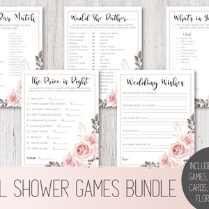 Bridal Shower Games | Bridal Shower Bundle | Floral Bridal Shower | Wedding Games Bundle | Digital Download