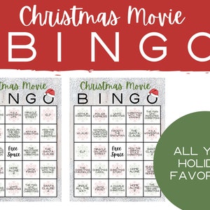 Kerstfilm Bingo | Kerstbingokaarten | Klassieke Kerstbingo | Kerstbingo | Digitaal downloaden