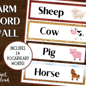 Word Wall words worksheet  Farm preschool, Word wall, Preschool