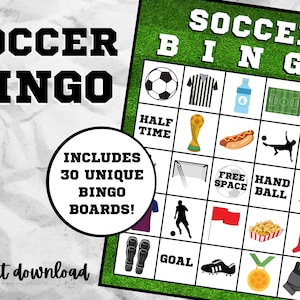 Soccer Bingo | 30 Cards | Instant Download | Soccer Party | Soccer Birthday Party | Soccer Game | Soccer Printables | Sports Bingo