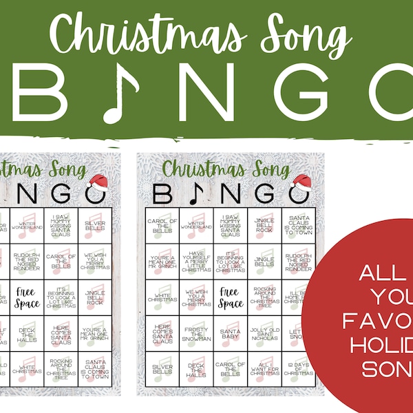 Kerstlied Bingo | Kerstbingokaarten | Classificatie Kerstlied Bingo | Kerstbingo | Digitaal downloaden