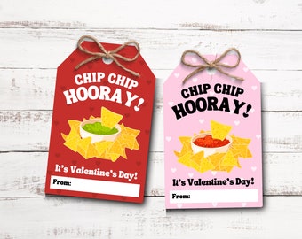 Chips Valentinstag Printable | Valentine Chips Tags | Chip Chip Hooray Valentinsgrüße | Etiketten für Mädchen und Jungen | Valentinstag Printables
