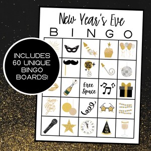 New Year&#39;s Eve Bingo | New Years Bingo | New Year&#39;s Eve Games | New Years Party Games | Digital Download