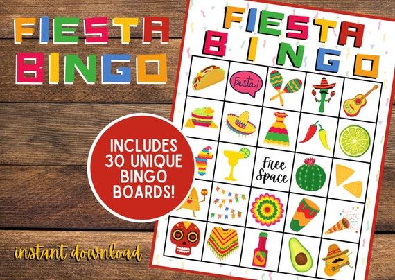 Fiesta Bingo Fiesta Printable Bingo Instant Download 30 | Etsy