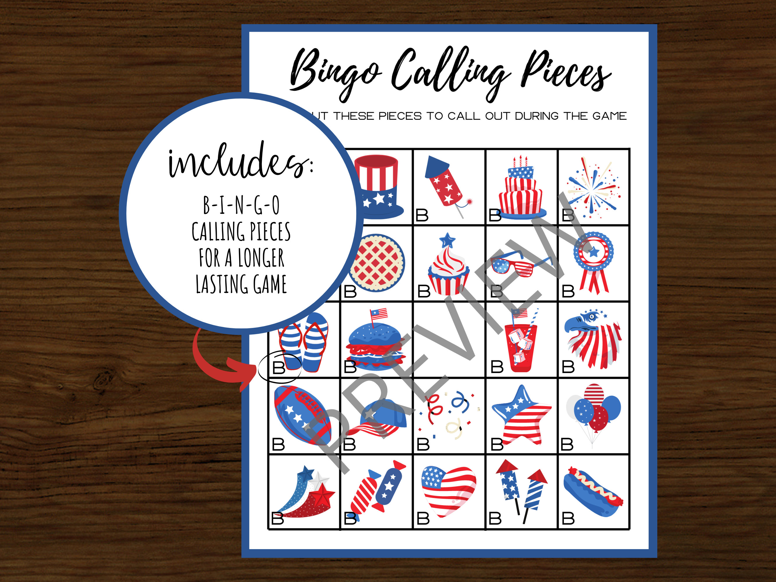 Patriotic Bingo Game | 30 Unique 4th of July Cards (instant Download ...