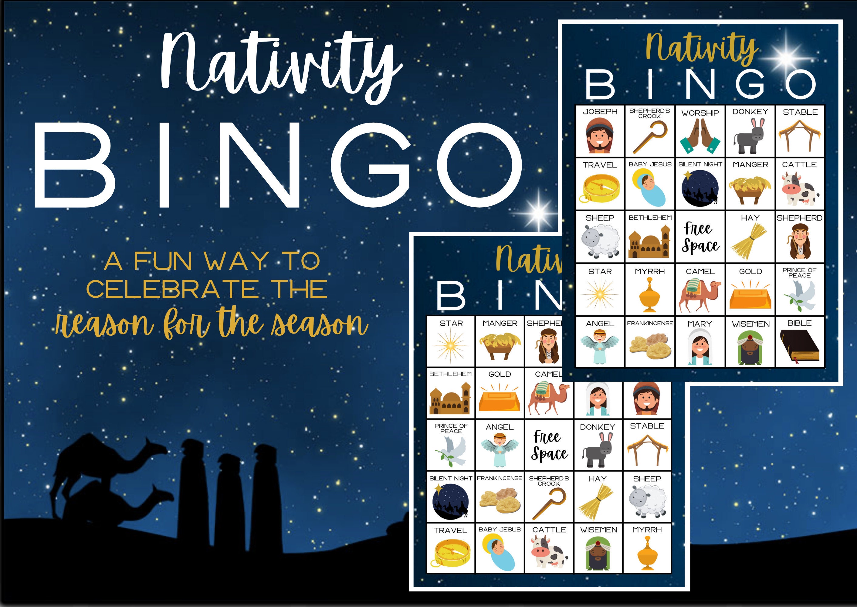 Nativity Bingo Christmas Bingo Christ Birth Bingo Etsy