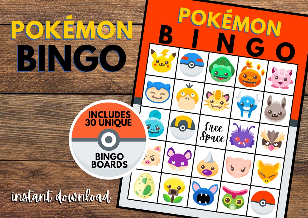 Pokemon Bingo Pokemon Birthday Party Pokemon Party Pokemon Game ...