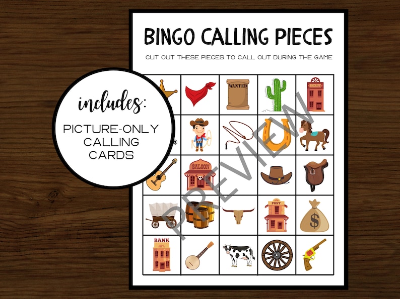 Wild West Bingo Game | Cowboy Birthday Party (instant Download) - Etsy