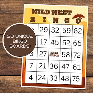 Wild West Bingo | Wild West Party Game | Wild West Birthday | Instant Download | Cowboy Bingo | Cowboy Party Game | Cowboy Birthday