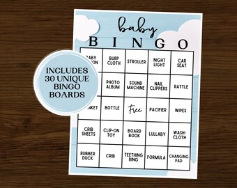 Baby Shower Bingo | Baby Shower Games | Instant Download | Printable Baby Shower Bingo | Set of 30 | Baby Boy Bingo | Baby Bingo Games
