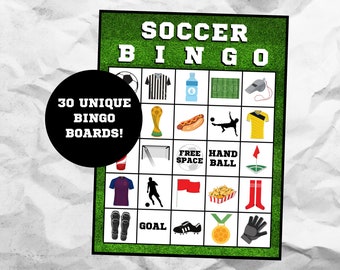 Soccer Bingo | 30 Cards | Instant Download | Soccer Party | Soccer Birthday Party | Soccer Game | Soccer Printables | Sports Bingo