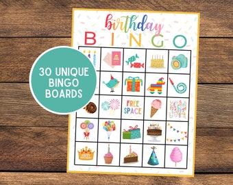 Bingo d'anniversaire | Bingo pour fête d'anniversaire | Jeu de Fête d'Anniversaire | Jeu d'anniversaire | Téléchargement instantané | Jeu d'anniversaire pour enfants | Jeu de société pour enfants