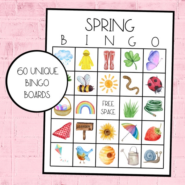 Bingo du printemps | Bingo du printemps | Bingo printanier imprimable | Téléchargement instantané | Bingo de Pâques | Jeu de bingo pour enfants | Jeux de printemps