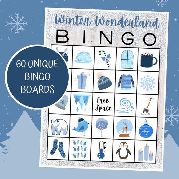 Winter Bingo | Winter Wonderland Bingo | Winter Printables | Winter Games | Digital Download | Christmas Bingo | Winter Wonderland