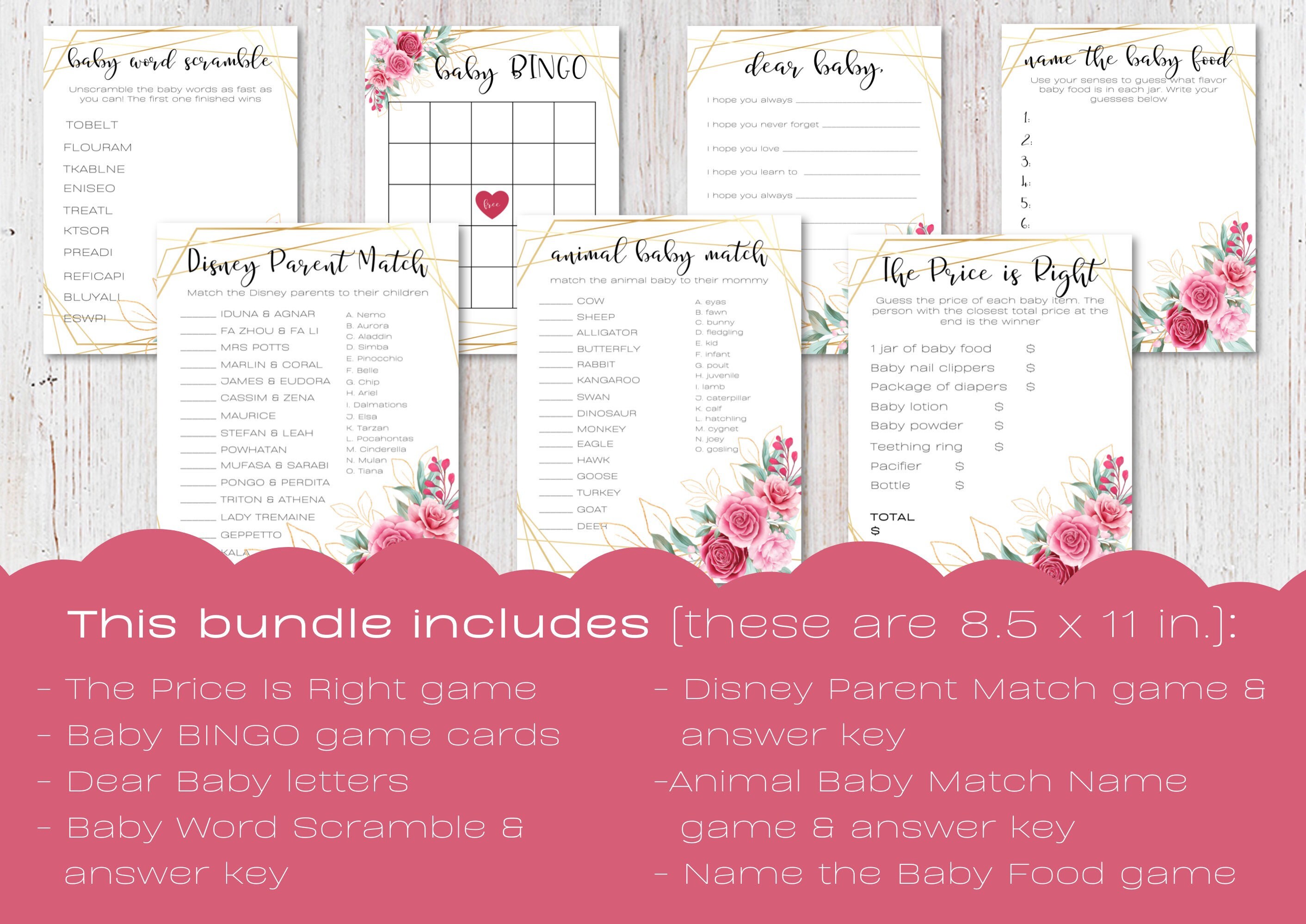 Printable Baby Shower Games Baby Shower Games Bundle Baby Etsy