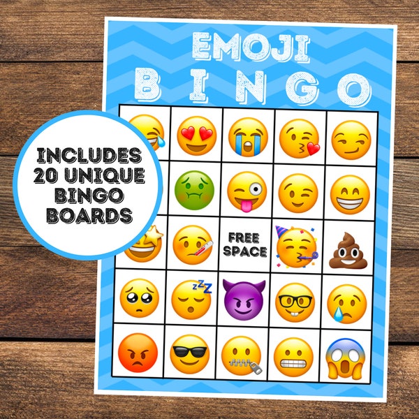 Emoji Bingo | Emoji Printable Bingo | Instant Download | Emoji Party | 20 Emoji Printable Bingo Cards | Birthday Party Bingo