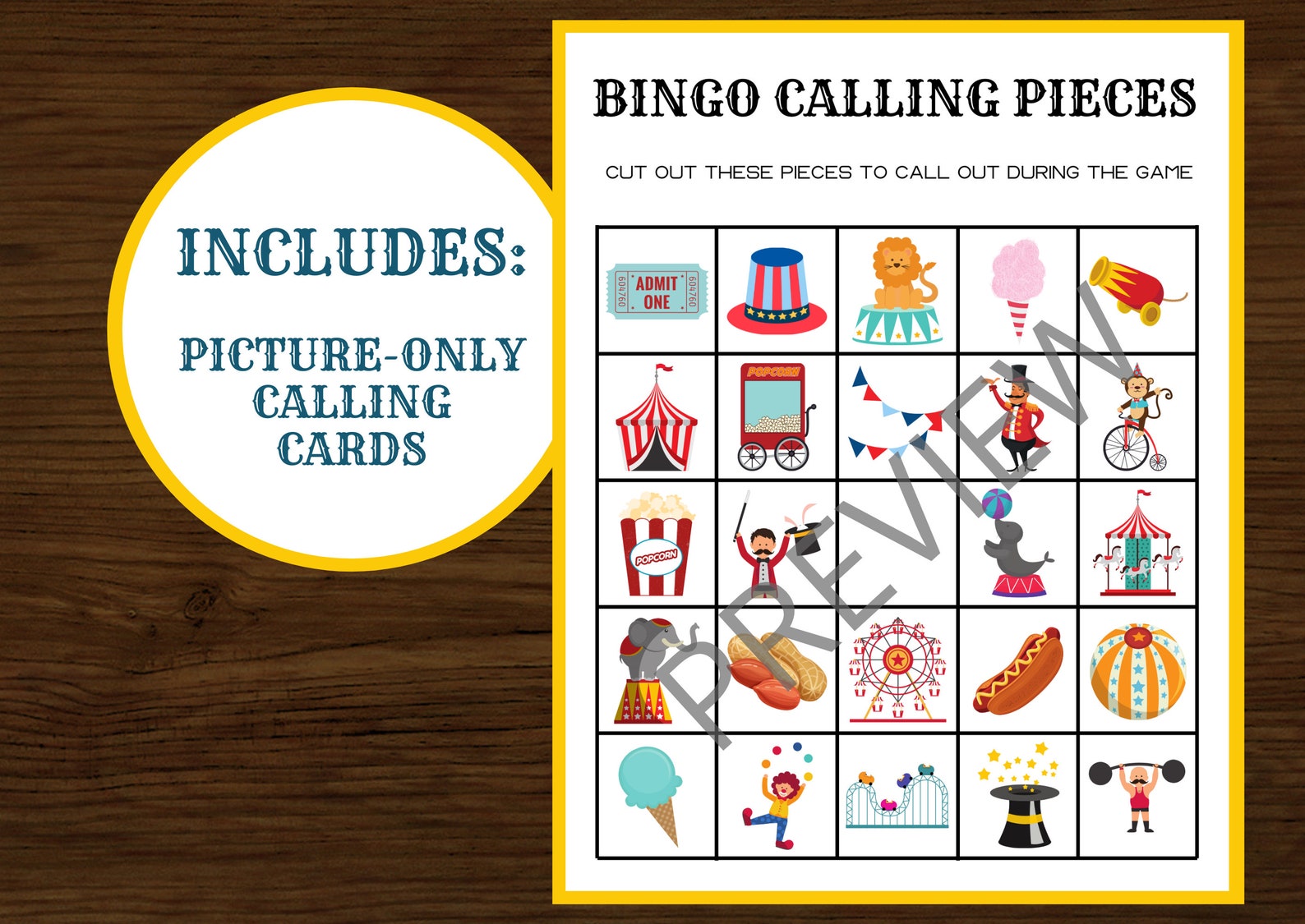 Carnival Bingo Carnival Party Carnival Birthday Circus Etsy