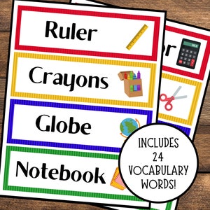 Back To School Word Wall | School Word Wall | School Vocabulary | Classroom Vocabulary