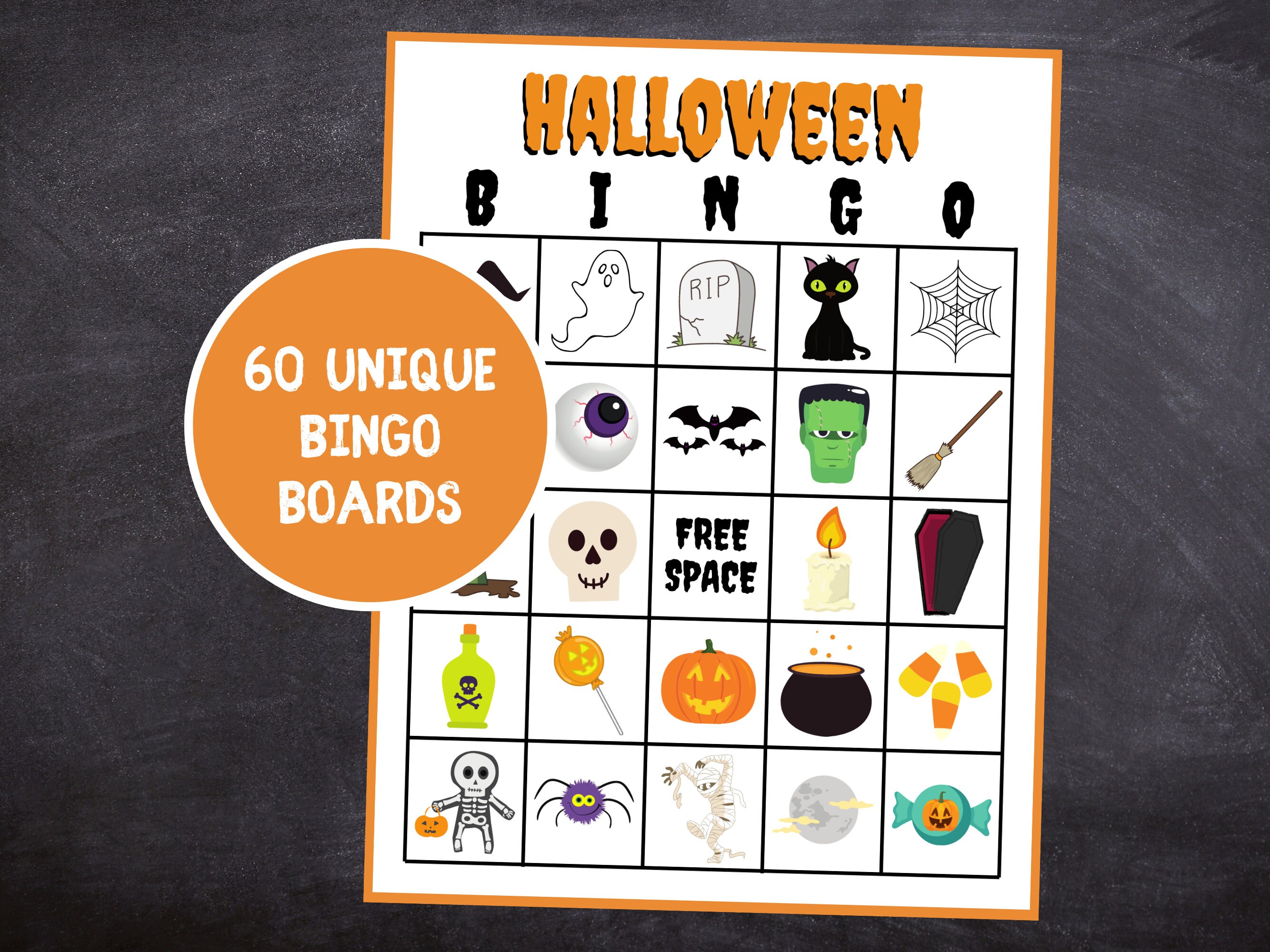 Halloween Bingo 60 Unique Boards Halloween Games Digital Download