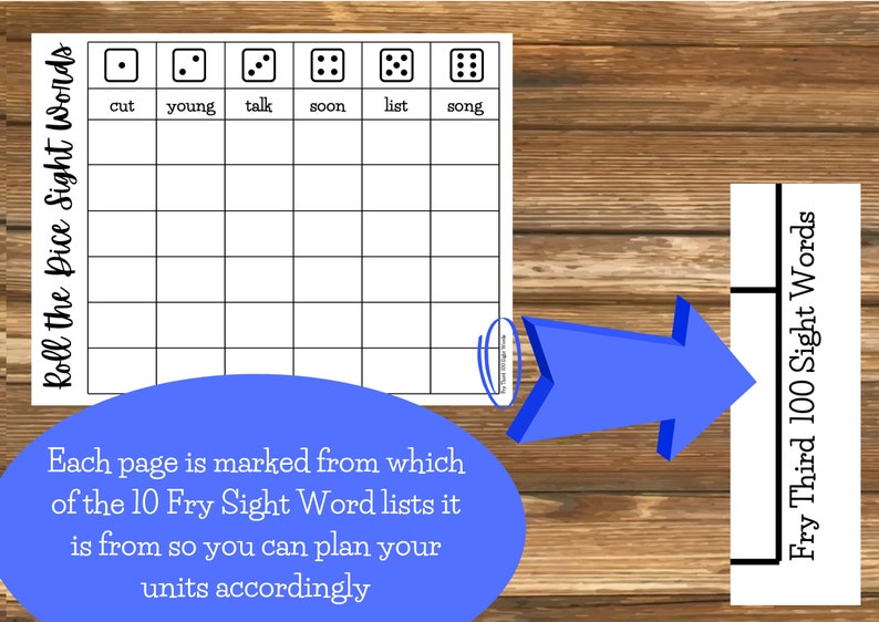 Roll the Dice Sight Words and Vocabulary Words Activity/game Etsy