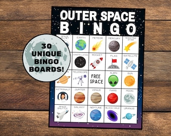 Outer Space Bingo | Solar System Bingo | Instant Download | Set of 30 Boards | Space Bingo | Outer Space Game | Astronomy Bingo