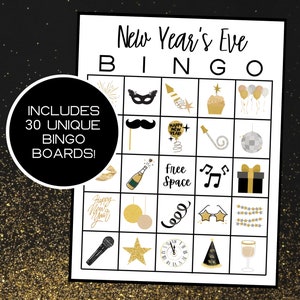 New Year's Eve Bingo | New Years Bingo | New Year's Eve Games | New Years Party Games | Digital Download