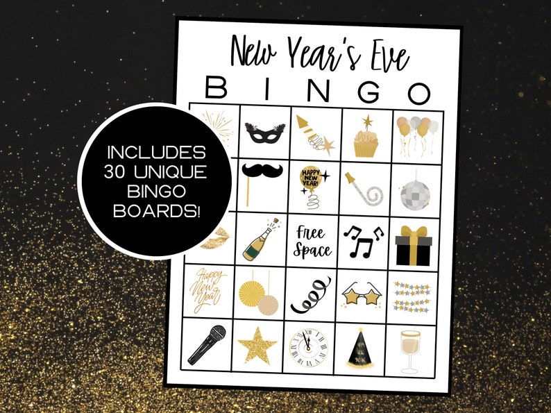 New Year's Eve Bingo | New Years Bingo | New Year's Eve Games | New ...