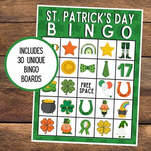 St. Patrick&#39;s Day Bingo | St. Patty&#39;s Day Bingo | Maart Bingo | Direct downloaden | Klaverbingo | St. Patrick&#39;s Day-spel | St. Patty&#39;s spel