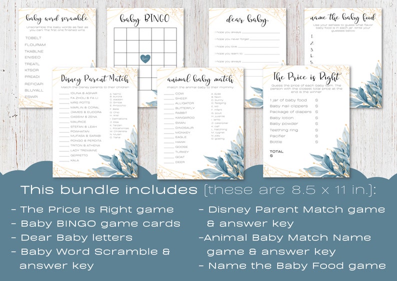 Printable Baby Shower Games Baby Shower Games Bundle Baby - Etsy