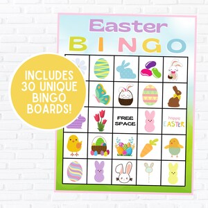 Bingo de Pâques | Téléchargement instantané | Paquet de 30 | Bingo du printemps | Jeu de Pâques | Jeu Fête De Pâques | Bingo avec le lapin de Pâques | Pâques imprimable