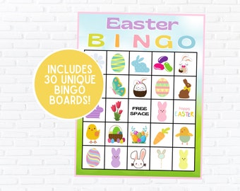 Easter Bingo | Instant Download | Pack of 30 | Spring Bingo | Easter Game | Easter Party Game | Easter Bunny Bingo | Easter Printable