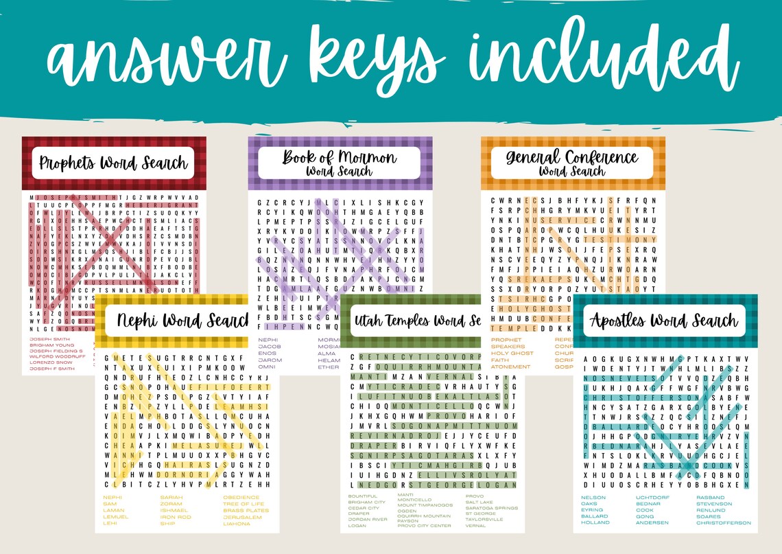LDS Word Searches General Conference Word Searches Mormon Etsy
