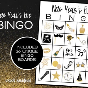 New Year's Eve Bingo | New Years Bingo | New Year's Eve Games | New Years Party Games | 2023 Bingo | 2024 Bingo | Digital Download