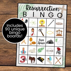 Bingo de Resurrección / Bingo de la Biblia de Pascua / Bingo del Domingo de Pascua / Bingo de Crucifixión / Bingo de Semana Santa / Bingo del Domingo de Ramos / Descarga Instantánea