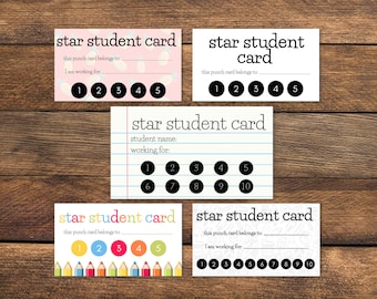 Star Student Punch Card | Student Punch Cards | Digital Download | 3.5 x 2 in. | Special Education Working For Cards
