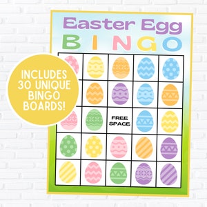 Bingo aux œufs de Pâques | Bingo de Pâques | Téléchargement instantané | Bingo du printemps | Paquet de 30 | Jeu de Pâques | Jeu d'oeufs de Pâques | Pâques imprimable