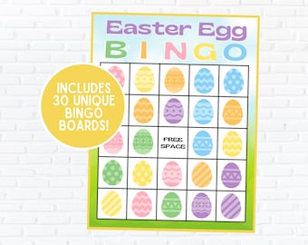 Easter Egg Bingo | Easter Bingo | Instant Download | Spring Bingo | Pack of 30 | Easter Game | Easter Egg Game | Easter Printable