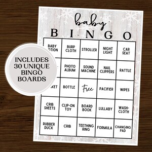 Winter Baby Shower Bingo | Baby Shower Bingo | Baby Shower Games | Printable Baby Shower Bingo | Set of 30 | Snow Baby Bingo | Winter Games